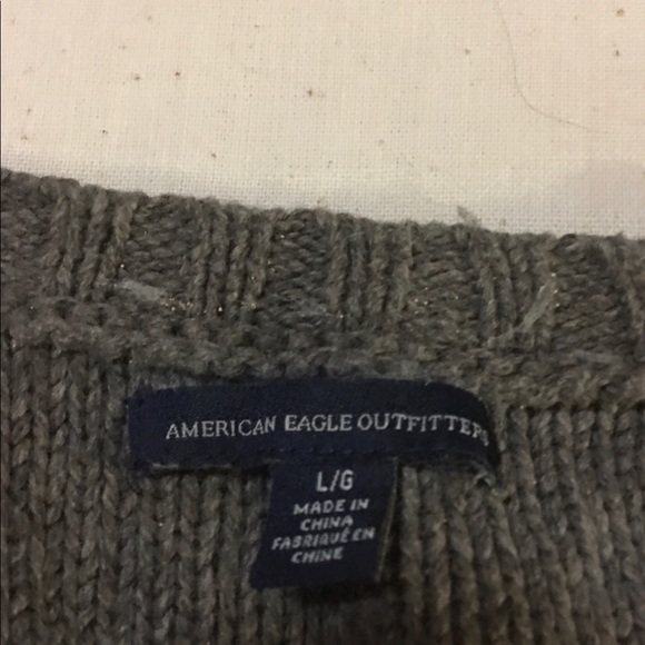 American Eagle Grey Beaded Wool Sweater large - Picture 2 of 4